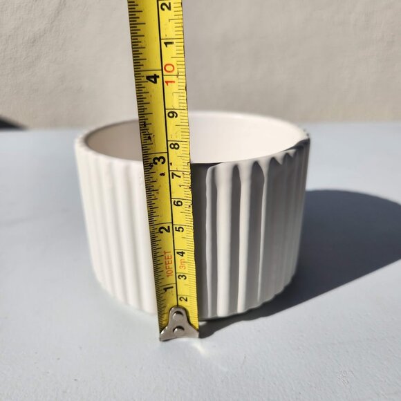 New White Ribbed Bowl Matte Ceramic Pottery Dining Salt Bowl Bathroom Accessory - Picture 5 of 14